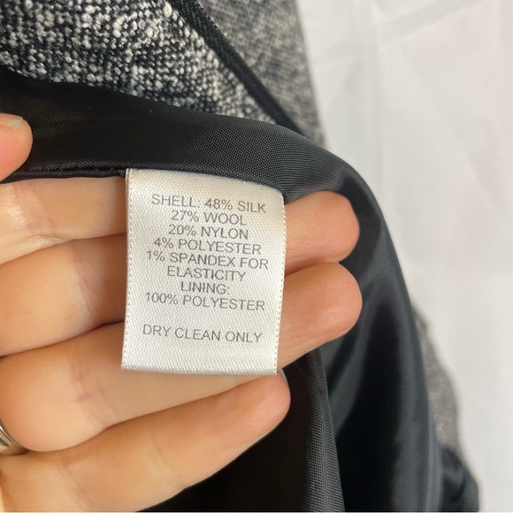 TALBOTS Women’s Italian Gray Silk Wool Tweed Blazer Jacket Size 4 - Picture 4 of 14